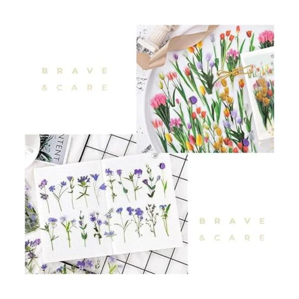 240 pegatinas de flores transparentes DIY decorativas_4