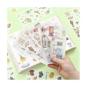 36 hojas de calcomanías Washi de acuarela para diario_5