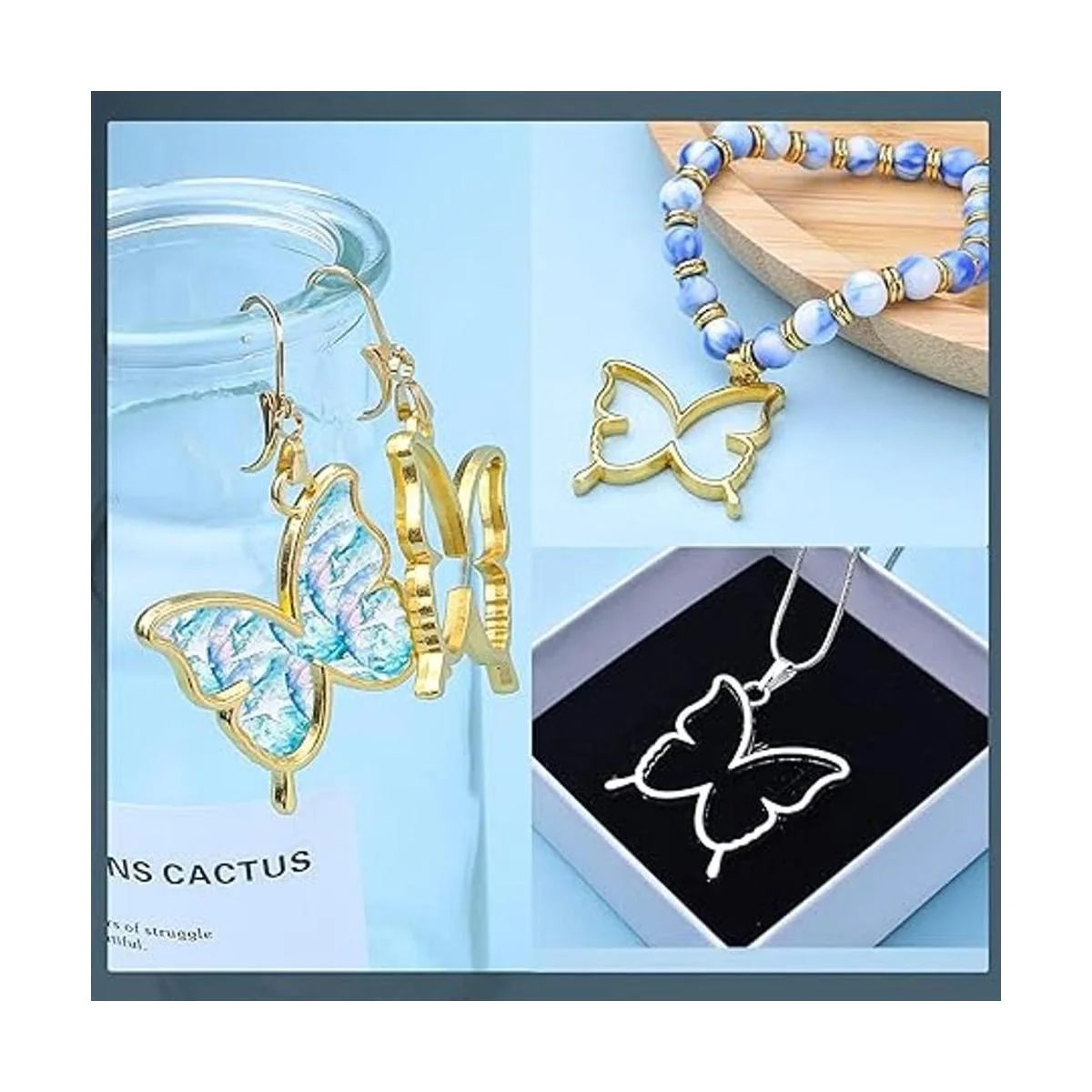 20 piezas de mariposa abierta bisel colgante resina moldes_5