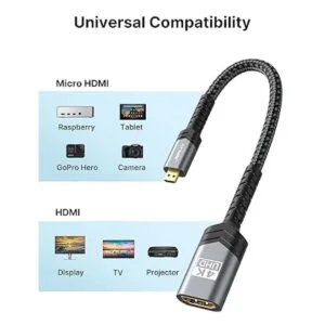 Adaptador micro HDMI a HDMI JSAUX Micro HDMI macho a HDMI_4