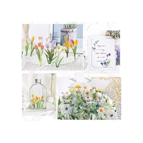 240 pegatinas de flores transparentes DIY decorativas_3