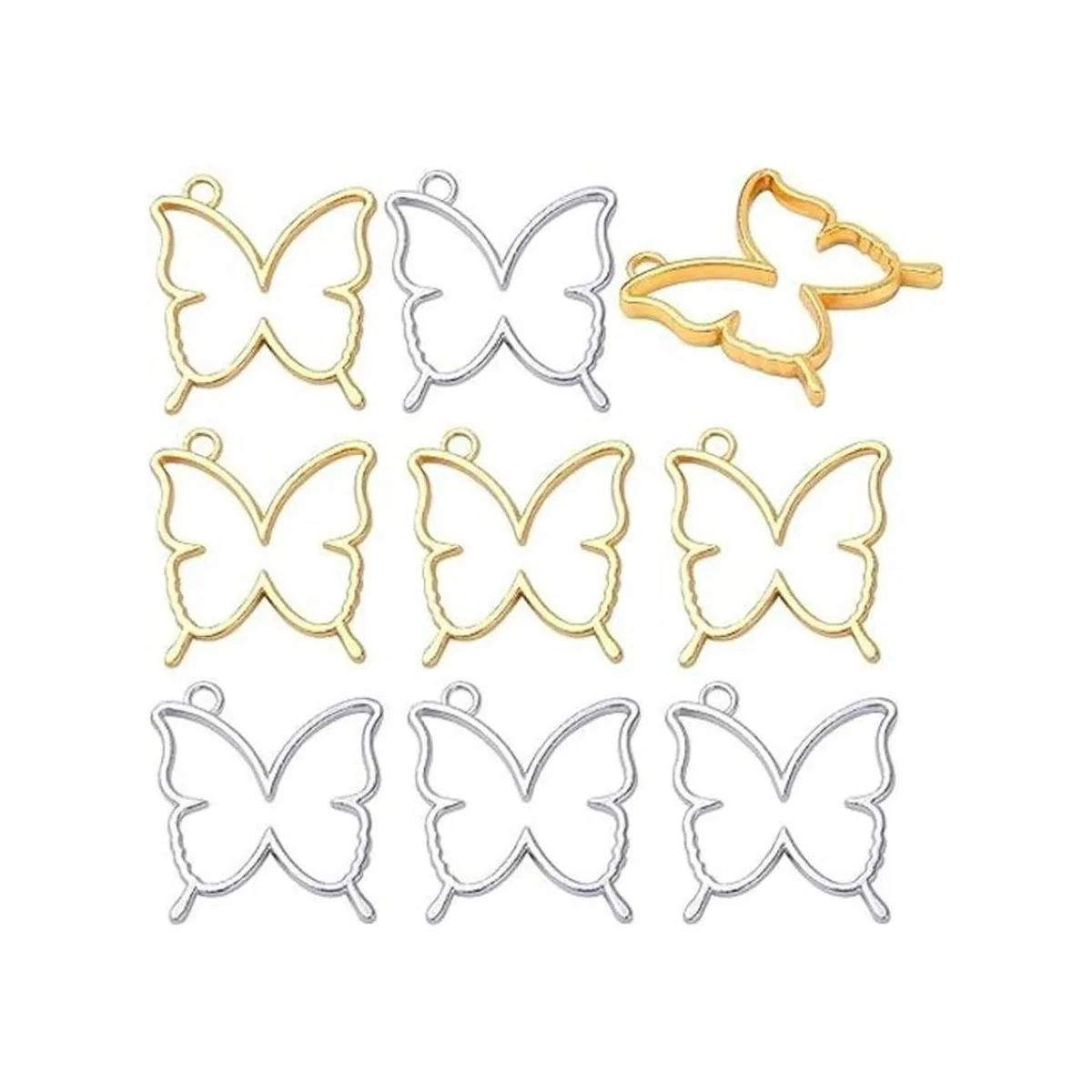 20 piezas de mariposa abierta bisel colgante resina moldes_1