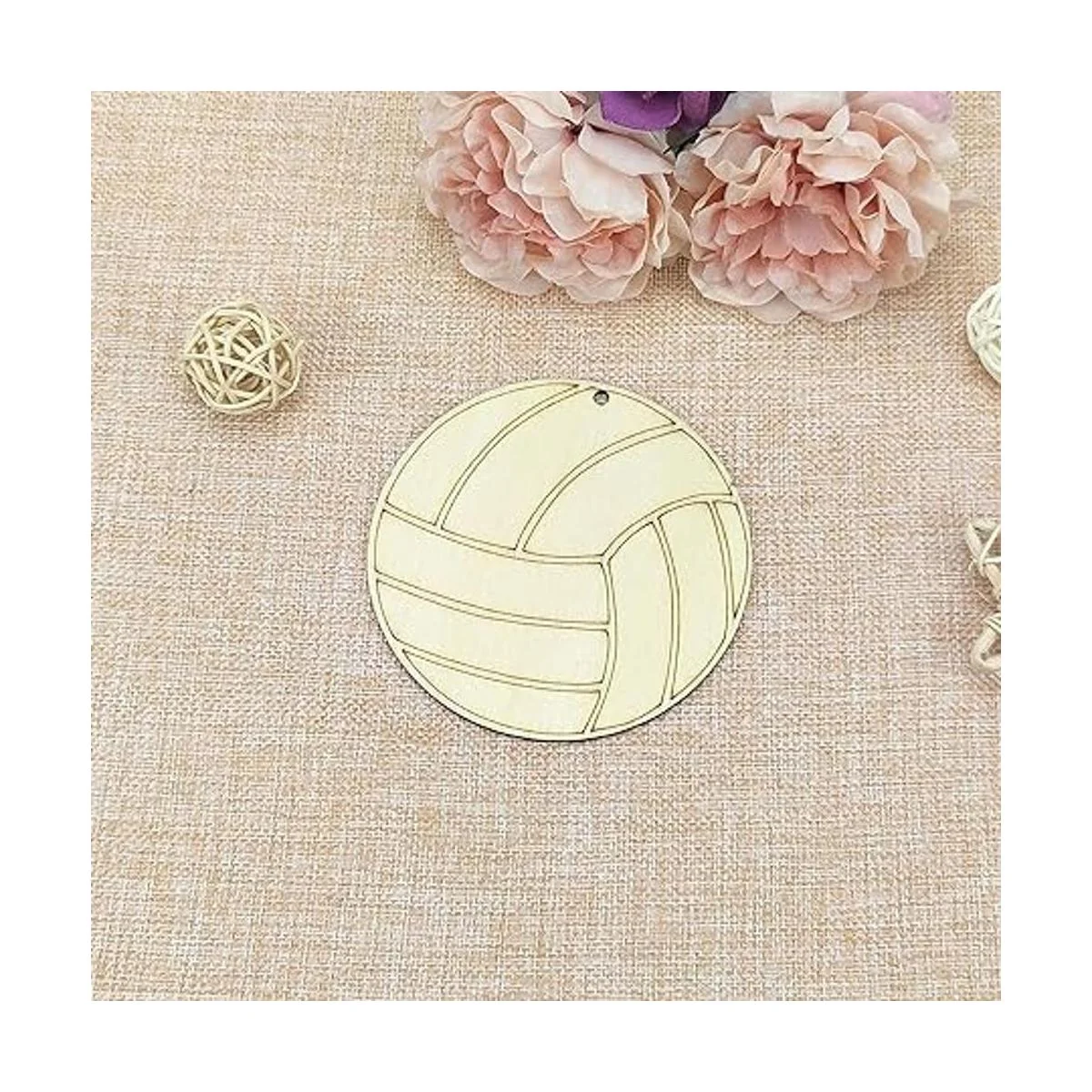 Creaides Letrero de madera con forma de voleibol para_3
