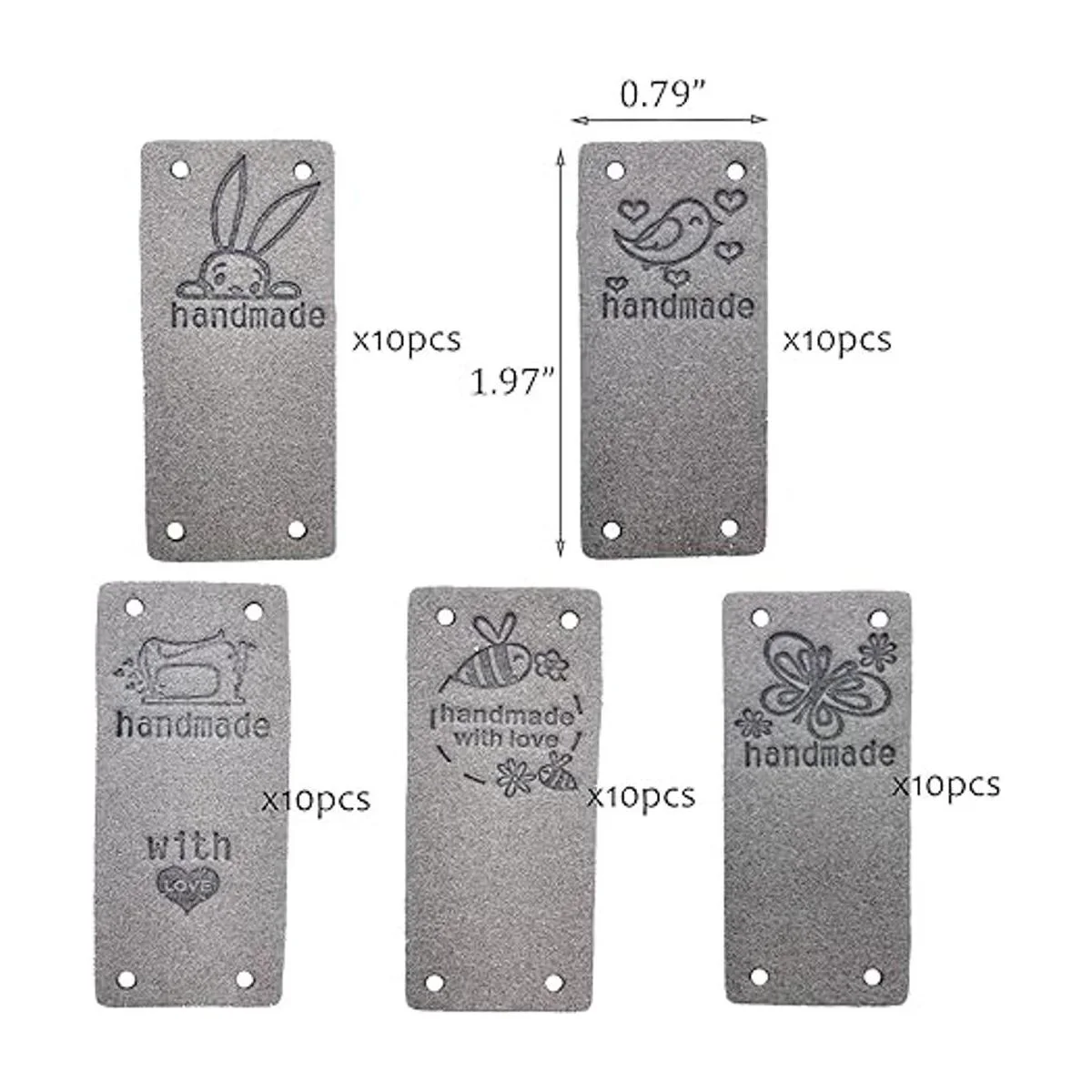 50 etiquetas de piel sintética hechas a mano con botones_2