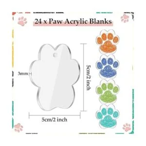 24 piezas acrílico pata llavero en blanco claro forma de_2