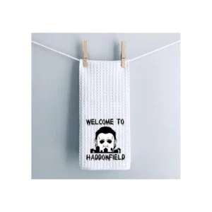 Toalla de cocina divertida de bienvenida a Haddonfield_4