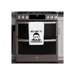 Toalla de cocina divertida de bienvenida a Haddonfield_6