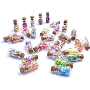 30 botellas de vidrio en miniatura para casa de muñecas_6