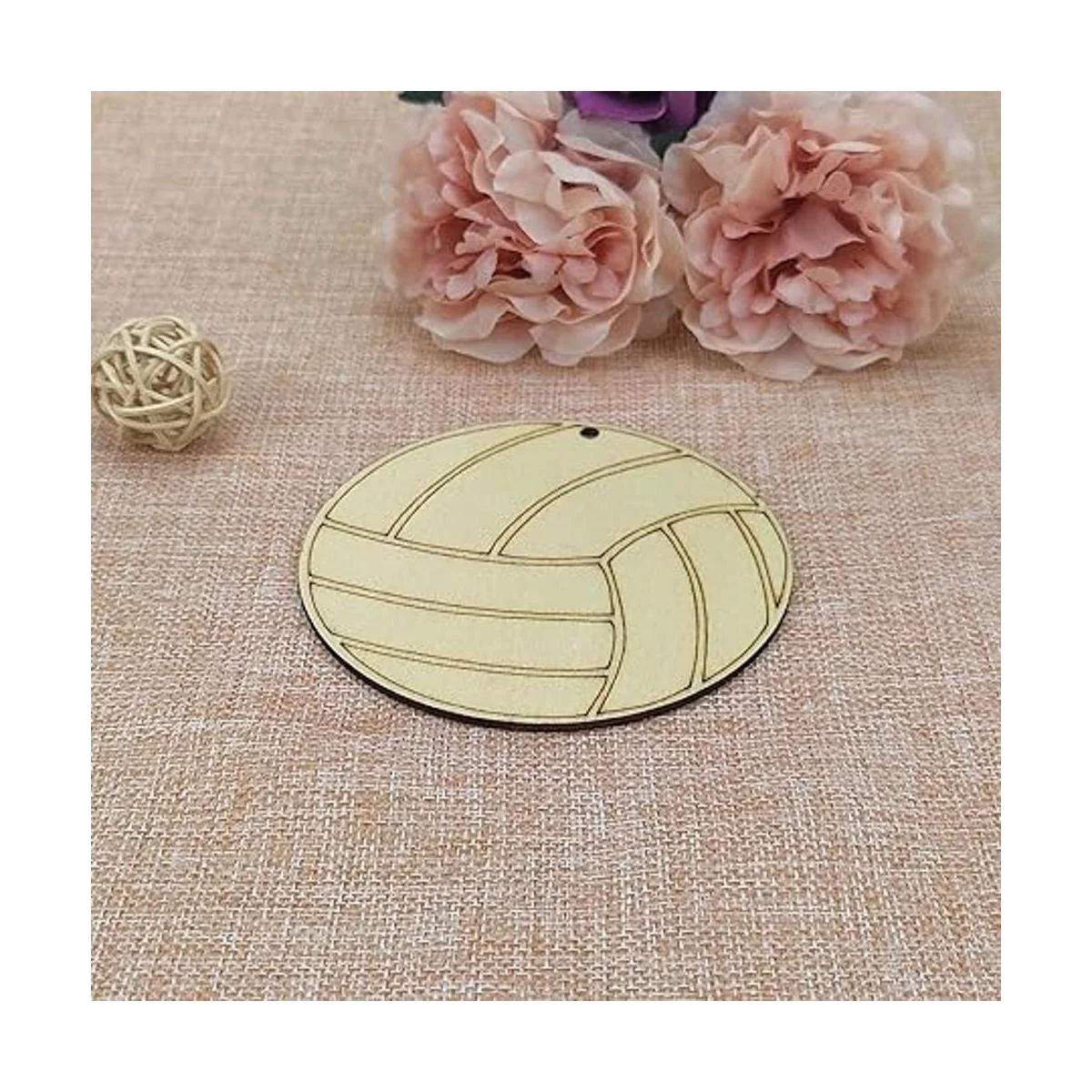 Creaides Letrero de madera con forma de voleibol para_4