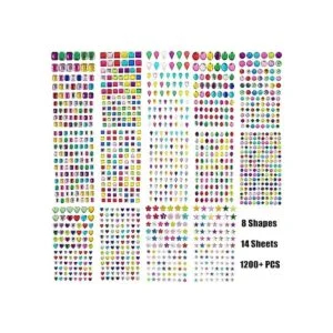 Más de 1200 calcomanías de gemas autoadhesivas 14 hojas_2