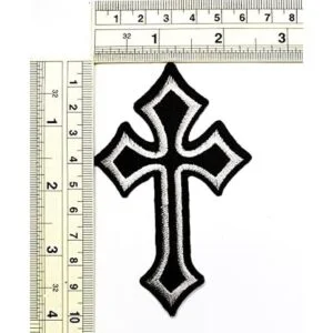 Umama Juego de 3 parches bordados en cruz color gris_2