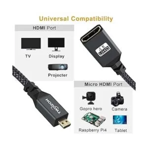 Twozoh Cable adaptador micro HDMI a HDMI cable de nailon_3
