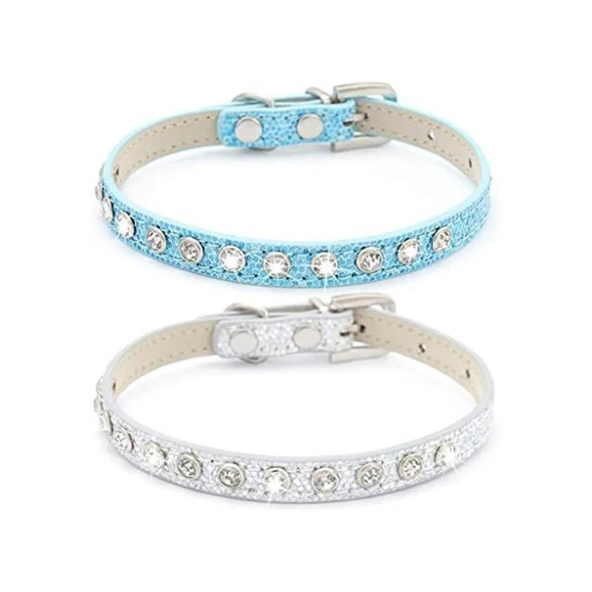 Urieo Collares de seguridad para gatos de piel plateada_1