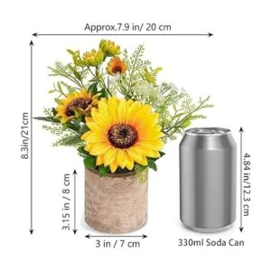 COCOBOO Maceta de flores artificiales de girasol_2
