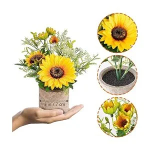 COCOBOO Maceta de flores artificiales de girasol_3