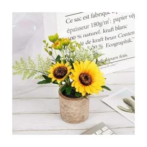 COCOBOO Maceta de flores artificiales de girasol_5