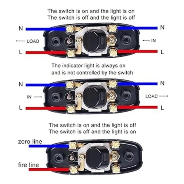 weideer 3 piezas de interruptor de cable en línea botón_5
