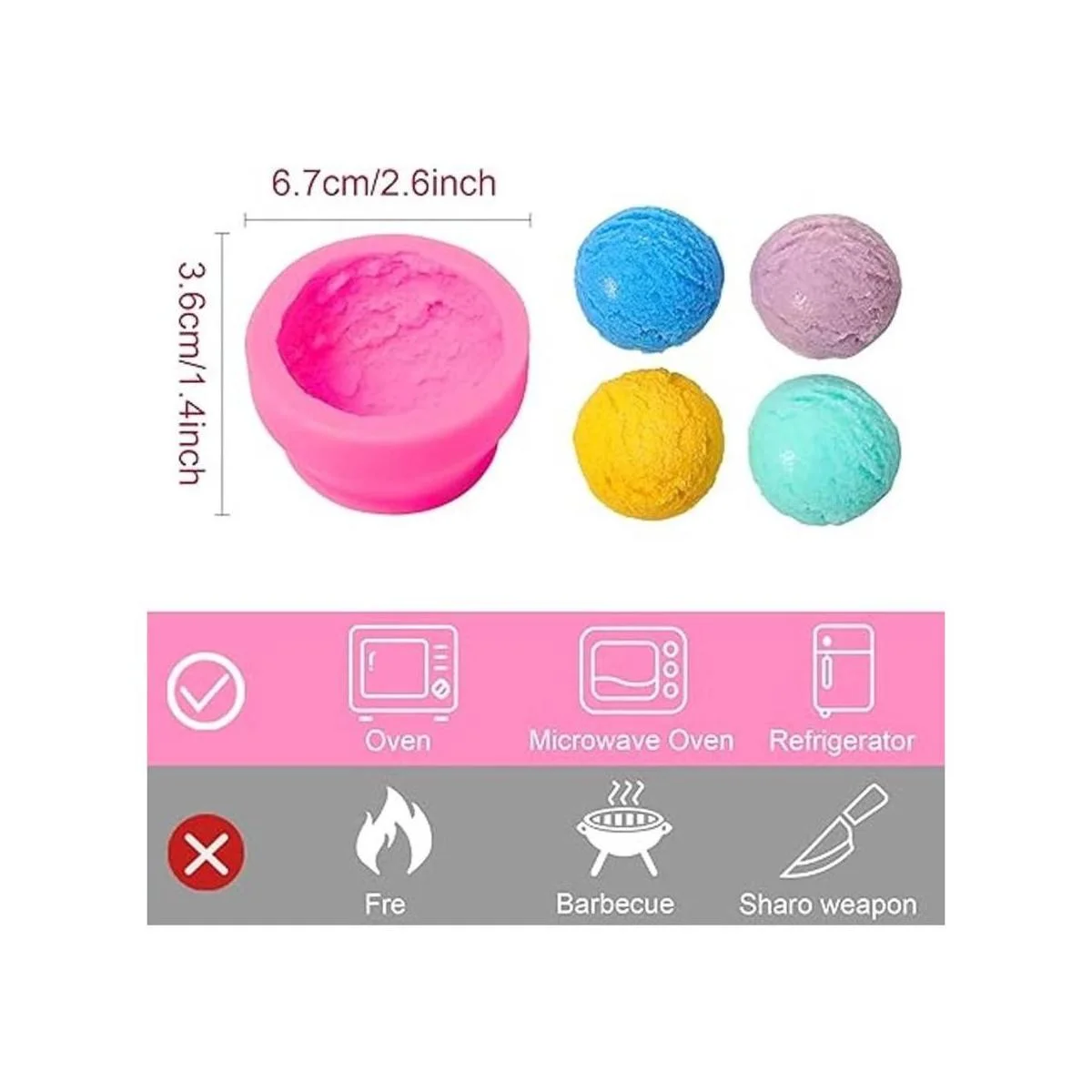 Moldes de silicona en forma de bola de helado 3D molde de_2