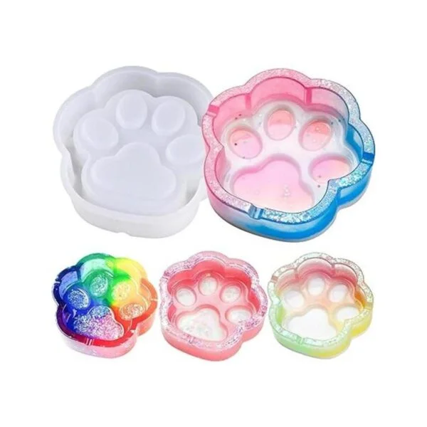NiArt Cenicero de pata de gato y posavasos de resina_1