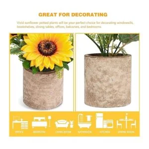 COCOBOO Maceta de flores artificiales de girasol_4
