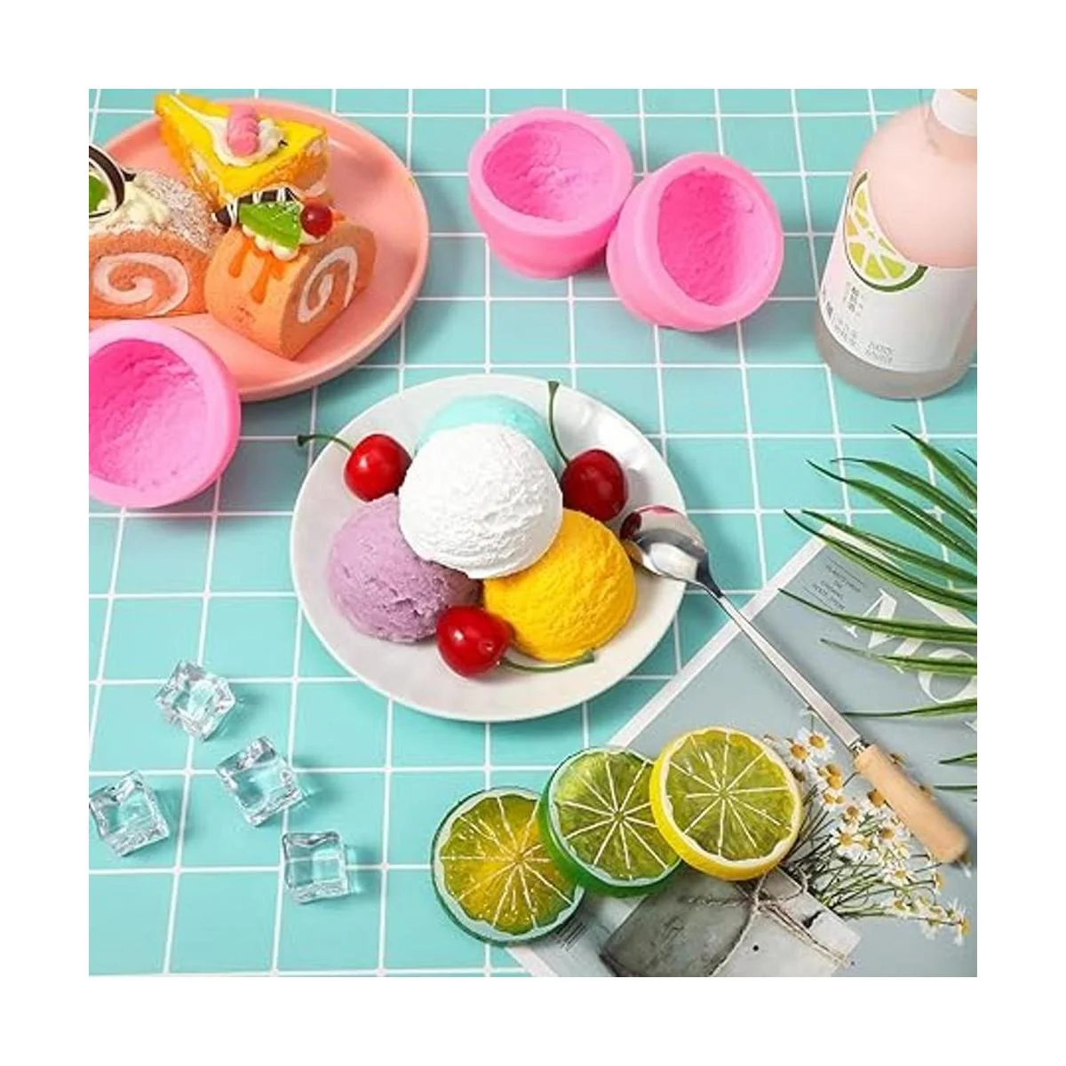 Moldes de silicona en forma de bola de helado 3D molde de_7