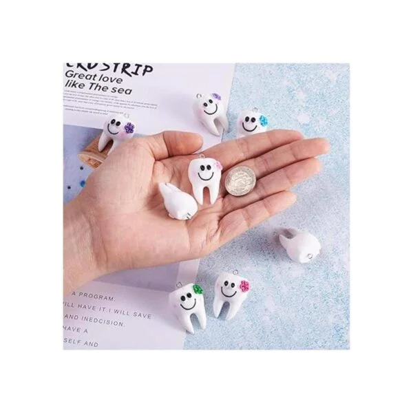 Cheriswelry 10 colgantes de resina de dientes blancos_6