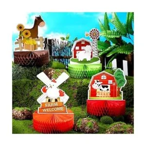6 piezas de centro de mesa de animales de granja bolas de_4
