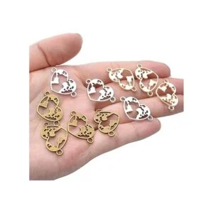 60 unids aleación grande filigrana corazón encanto amor_7
