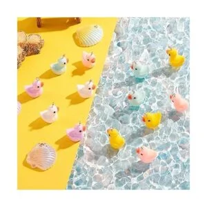 60 dijes de pato pequeños con forma de pato de resina_4