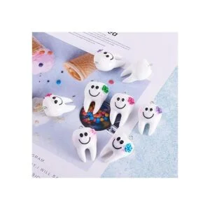 Cheriswelry 10 colgantes de resina de dientes blancos_5