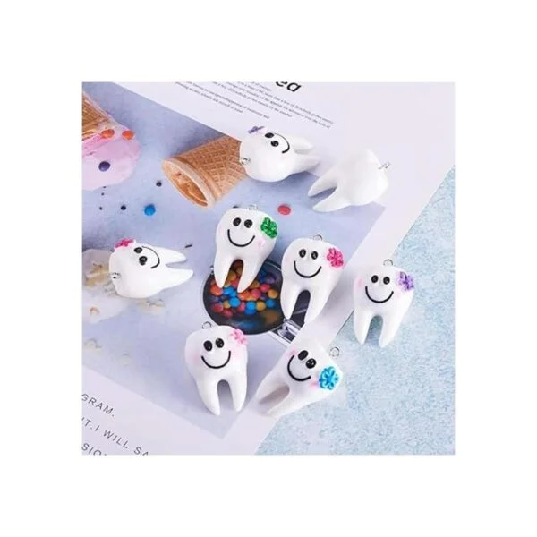 Cheriswelry 10 colgantes de resina de dientes blancos_5