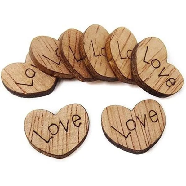 Honbay 300 unidades de pequeños corazones de madera_3