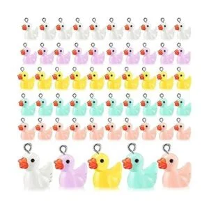 60 dijes de pato pequeños con forma de pato de resina_1