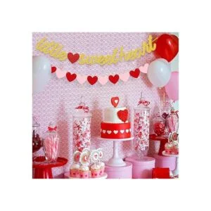 Little Sweetheart Banner Rojo Rosa Corazón Guirnaldas Oro_6