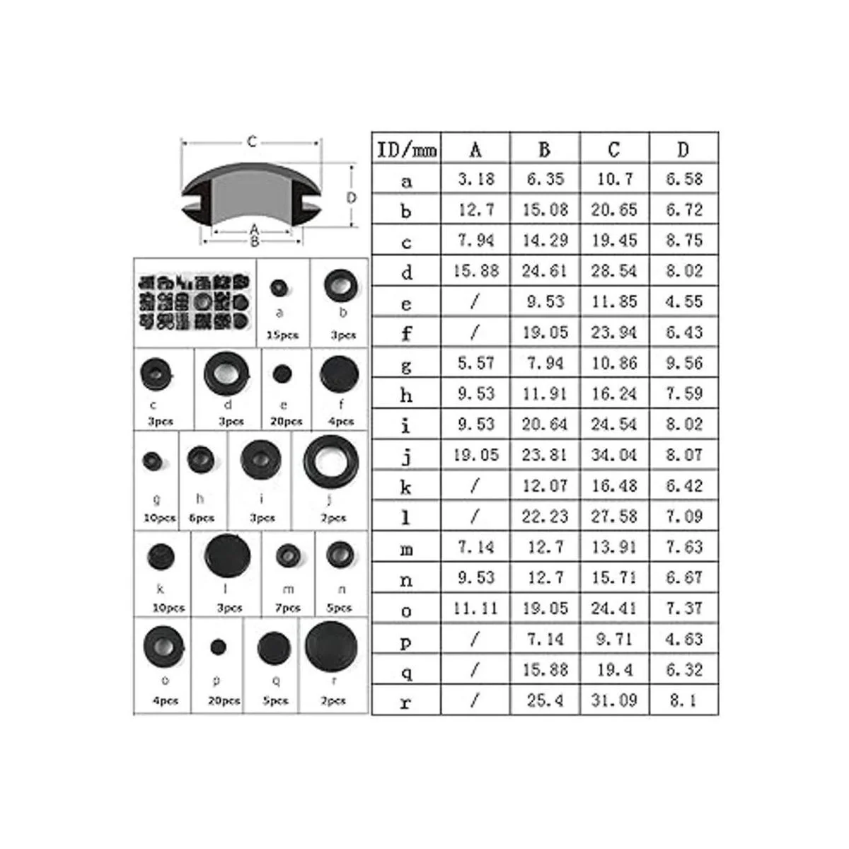 Ojales de goma 125pcs ojal para junta de cableado_2