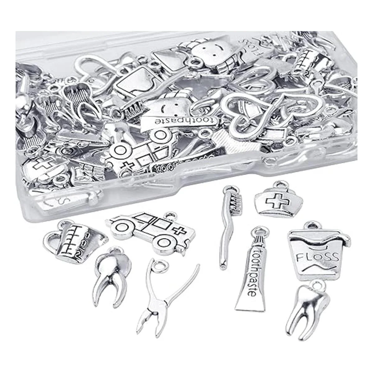 72 colgantes de plata envejecida con dientes saludables_6