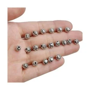 100 cuentas espaciadoras redondas tibetanas de plata_7