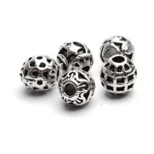 100 cuentas espaciadoras redondas tibetanas de plata_5
