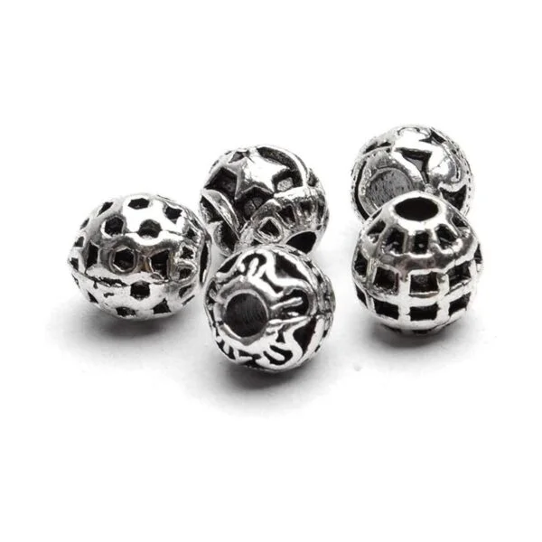 100 cuentas espaciadoras redondas tibetanas de plata_5