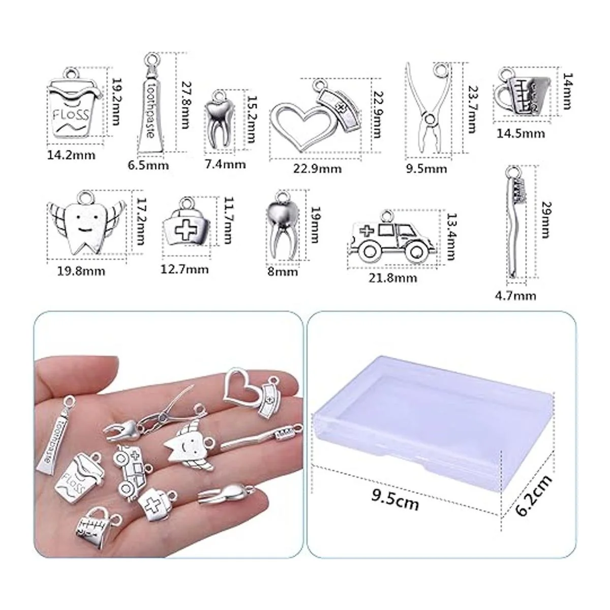 72 colgantes de plata envejecida con dientes saludables_3