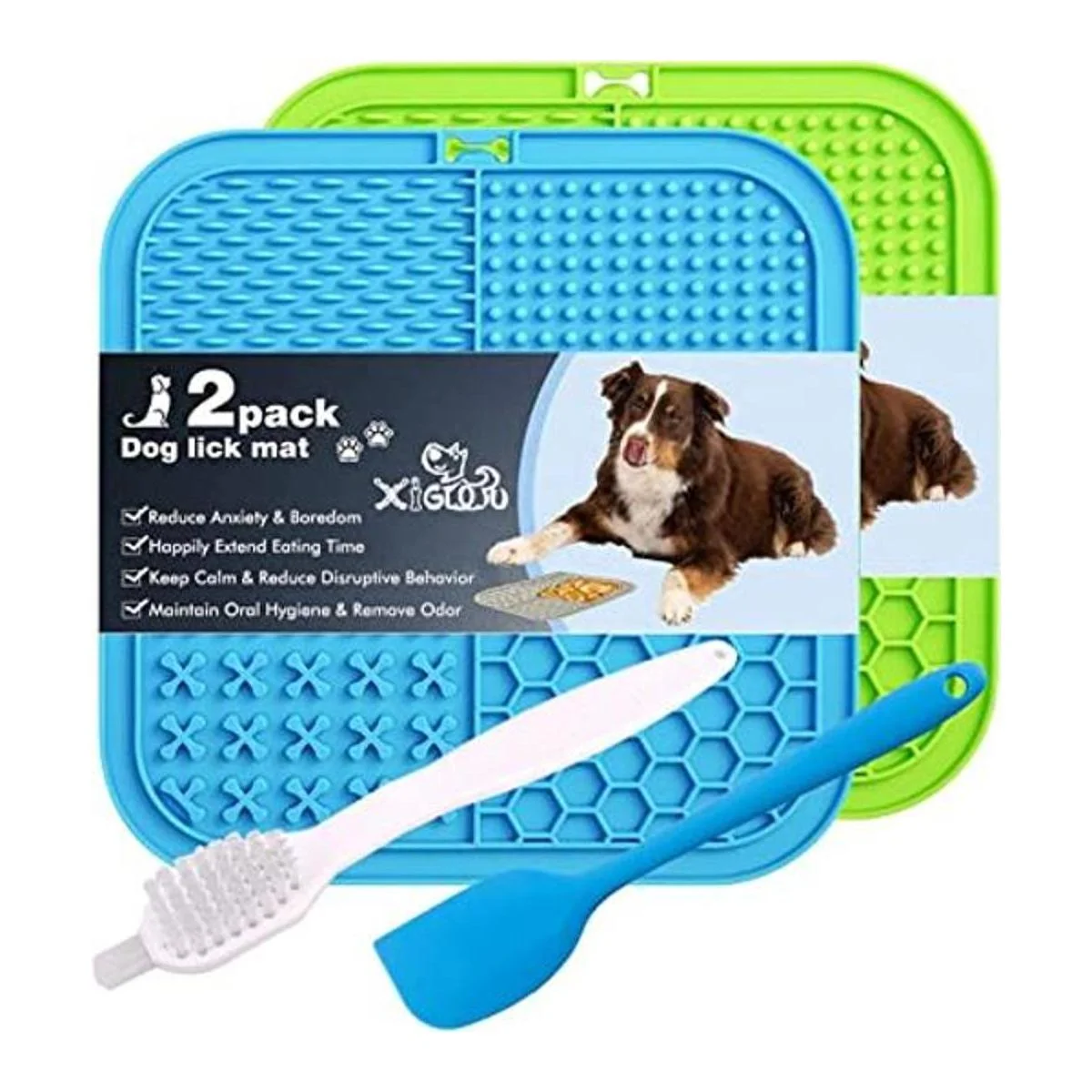 XIGOU Paquete de 2 alfombrillas grandes para lamer para_1
