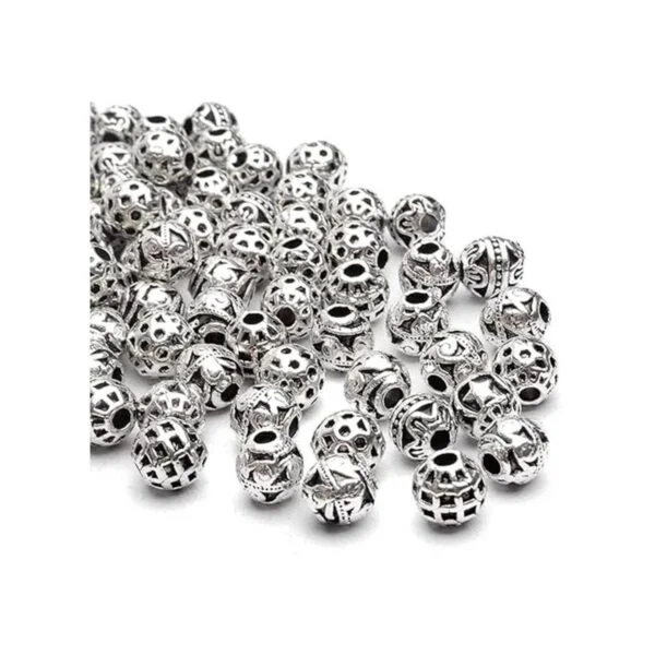 100 cuentas espaciadoras redondas tibetanas de plata_4