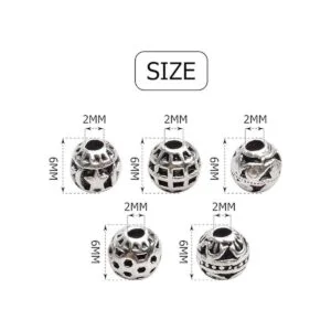 100 cuentas espaciadoras redondas tibetanas de plata_3