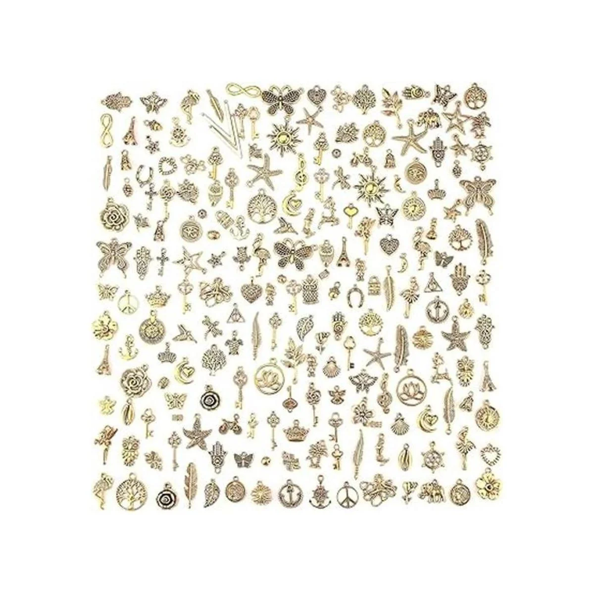 JIALEEY 200 dijes tibetanos de oro antiguo mezclados para_1