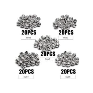 100 cuentas espaciadoras redondas tibetanas de plata_2