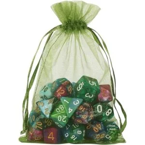 HRX Package 100 bolsas de organza con cordón verde oliva_6