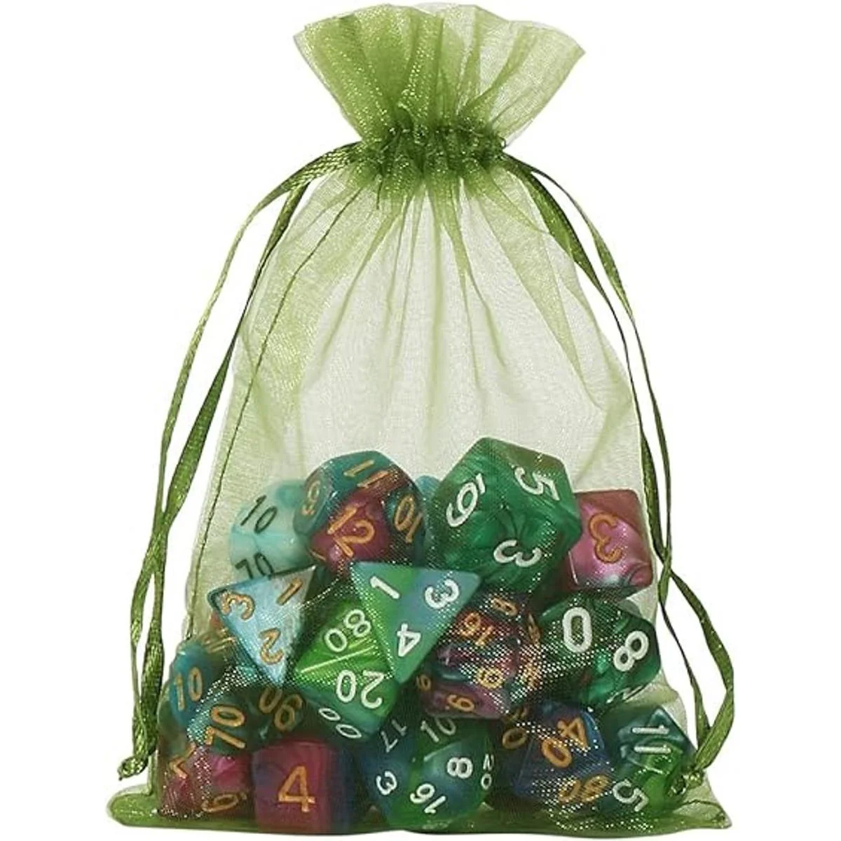 HRX Package 100 bolsas de organza con cordón verde oliva_6