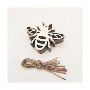 Creaides Adornos colgantes con forma de abeja de madera_6