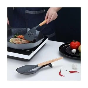 Soporte de cuchara negro mate soporte de cuchara de acero_3