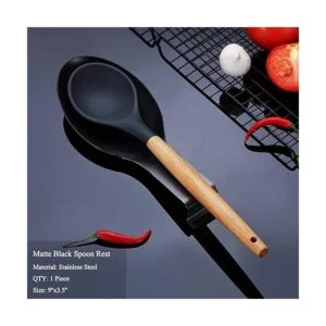 Soporte de cuchara negro mate soporte de cuchara de acero_2